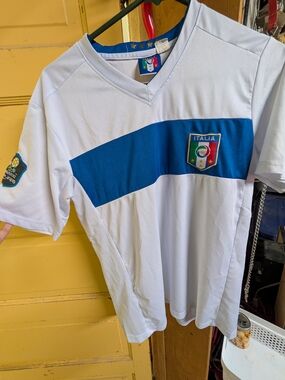 Italy Soccer Jersey - White & Blue